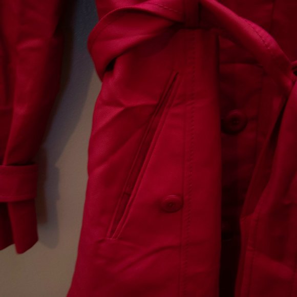 Designer Classique Vintage Classic Red Trench Coat, 70's Vintage Trench Coat NWT - Picture 7 of 16
